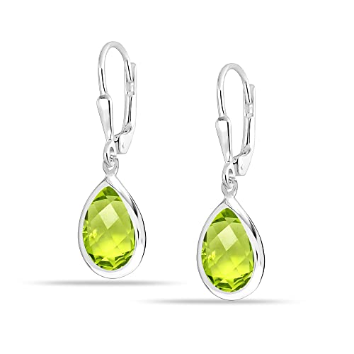 LeCalla 925 Sterling Silver Drop Earrings for Women | Created Birthstone Gemstone Leverback Earring | Hypoallergenic Women's Lever-Back Dangle Earrings4