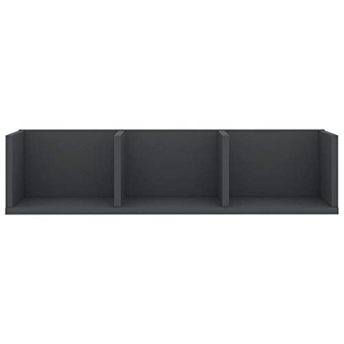 Estantería de pared gris de 75 cm con 3 compartimentos de madera para almacenamiento 5