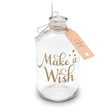 Vanilalu Sparflasche „Wunscherfüller – Make a Wish“ in Gold – Dekorative Spardose aus Glas – Geschenkidee zum Geburtstag, Valentinstag, Führerschein, Hochzeit oder einfach so