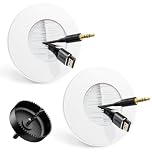 LEENUE TV Cable Hider for Wall Mounted TV, Slim Round Brush Wall Grommet with Hole Saw Drill Attachment for Easy Installation, In Wall Cable Management for Cables Pass Through, White 2-Pack