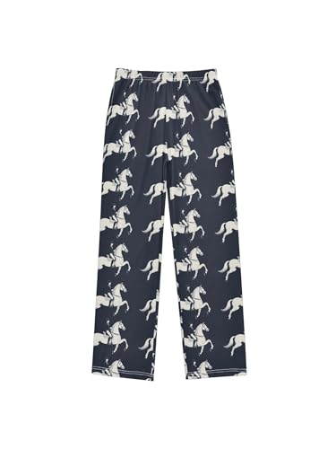 ZZKKO Equestrian Sports and Vintage Blue Boys Pants for Kids Jogger Pants with Pockets S