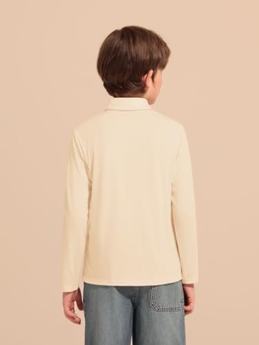 Image of Haloumoning Boys Long Sleeve Polo Shirts Kids Casual Button School Uniform Shirts with Chest Pocket 5-14 Years