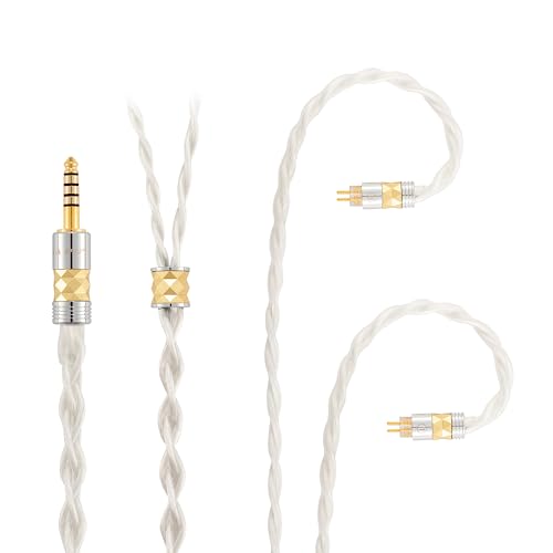 Image of IEM Braid High Silver Earphone Cable with 2PIN-0.78mm 4.4mm Balanced Replacement Cord for Oriolus, Audeze iSINE20, LCDi3, 64audio A12t, TIA RE2000, Legend X, Billie Vision, VE6, DUNU SA6 IEMs