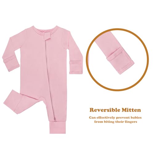 GUISBY Cotton Sleepers Footless Pajamas with Zipper and Mittens Long Sleeve Rompers for Baby3