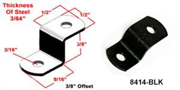 Image of 10 Pack 3 /8 inch Offset Steel Clips with Screws, Black (3 /8 inch) - Pro Quality