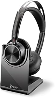 Poly - Voyager Focus 2 UC USB-A Headset with Stand (Plantronics) - Bluetooth Dual-Ear (Stereo) Headset with Boom Mic - USB-A PC/Mac Compatible - Active Noise Canceling - Works with Teams, Zoom & more