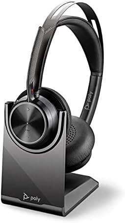 Poly - Voyager Focus 2 UC USB-A Headset with Stand (Plantronics) - Bluetooth (Stereo) with Boom Mic - PC/Mac Compatible - Active Noise Canceling - Works w/ Teams, Zoom (Certified) & More