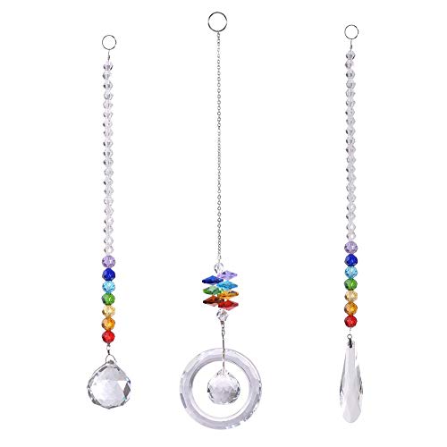 Aweisile Juego de Colgante de Cristal 3 pz Colgante de Bola de Cristal Transparente L�mpara de Ara�a de Cristal Colgante prismas para Decoraciones de jard�n y Ventanas etc