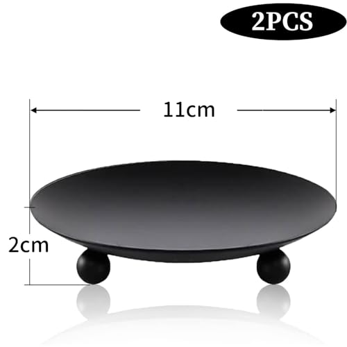 KIPTVO 2PCS Candle Holders Metal Candle Plates Round Votive Candle Decorative Tray, Candle Holders Black Candle Plates and Trays, for Candles Party Spa Wedding Bathroom Church Living Room Decor - Cosy Home Interiors KIPTVO 2PCS Candle Holders Metal Candle Plates Round Votive Candle Decorative Tray, Candle Holders Black Candle Plates and Trays, for Candles Party Spa Wedding Bathroom Church Living Room Decor - Image 2