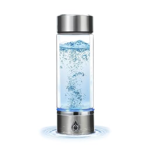 Portable Hydrogen-Rich Water Cup Generator,Up to 1500PPB with New SPE PEM Technology, Rechargeable Water Machine Ionizer,Health Cup Glass Water Bottles with Alkaline Energy (380ml）1