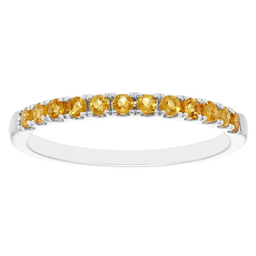 Boston Bay Diamonds 10K Gold Stackable Wedding Gemstone Anniversary Band Ring - Choice of Birthstone, Ring Size, and Yellow or White Gold
