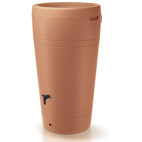 Regentonne in eleganter Form - 230 Liter im Stil einer Amphore H 110 cm - Regenfass Frostsicher und UV Beständig - Regenfass - Regenwassertonne - Regenwassertank - Regenwassersammler Farbe Terrakotta