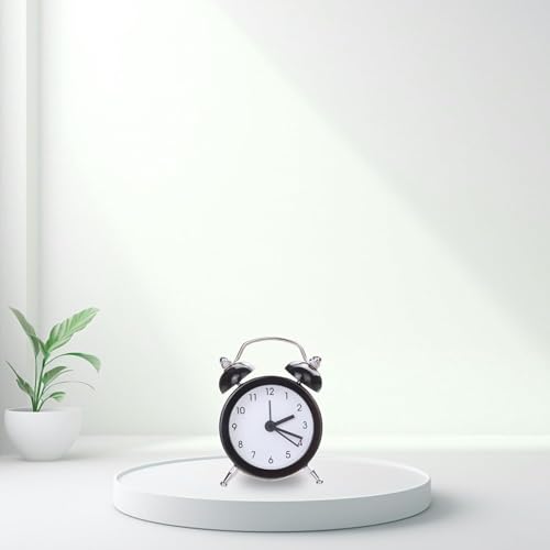 Image of Vintage Inspired Mini Table Alarm Clock, Old Retro Style Digital Alarm Clock, Small Table Clock for Home, Kitchen, Office and Decor (Black)
