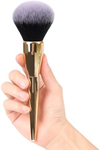 Powder Brush,Daubigny Large Powder Brush Flat Arched Premium Durable Kabuki Makeup Brush Perfect For Blending Liquid,Cream and Flawless Powder,Buffing, Blending,Concealer (Gold Black)