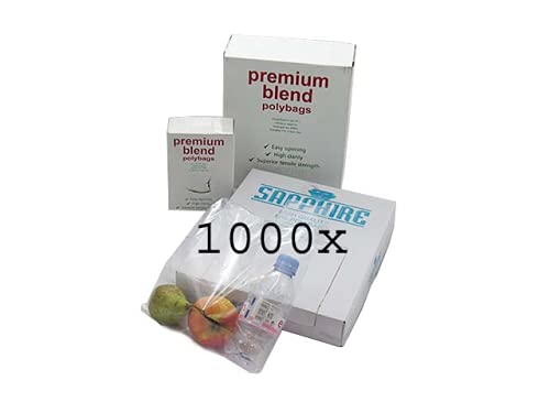 1000 x Clear Polythene Plastic Food Bags 6x8", 100 Gauge