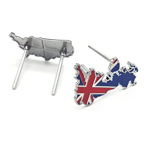 Image of British Flag UK Flag United Kingdom Flags Car Emblem Logo for Car Front Grille Personalized Metal Grill Badge Including Screws