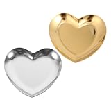 Toyvian ステンレス製ハート型トレー ジュエリー収納リングホルダー ネックレス腕輪対応 セラミックベース付き 滑り止め耐傷 小物整理お盆