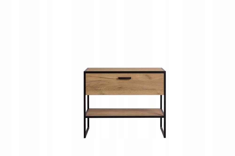 Metalowa szafka łazienkowa pod umywalkę z blatem 90 cm dąb loft złoty matowy - meble łazienkowe