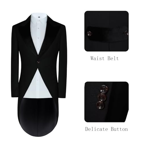 Men's 3 Piece Suit for Groom Men's Wedding Morning Suit with Tailcoat Tuxedo Long Tail Double Breasted Vest Pants4