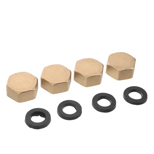 VICASKY 3/4 Inch Brass Pipe Caps 4pcs Water Pipe Fitting End Caps Rubber Gasket for Plumbing