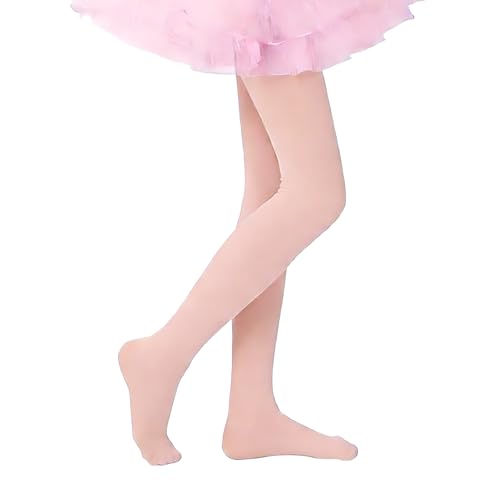 XIYEZDM Girls Ballet Dance Tights Footed School Tight Student Microfiber Kids Ultra Stretchy Soft Training Pantyhose Schoolwearwear Age 4-13(Nude 8-10 Years)