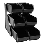 Serve Condiment Bin,6 Compartment Plastic Containers Storage Bins,3-Tier Self Serve Condiment Bin Stand for Coffee Shops Restaurants Bars
