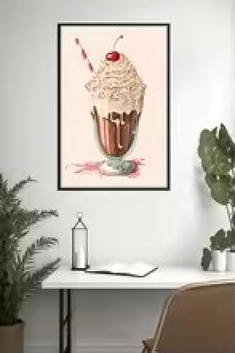 Cornet de glace Chocolat decoration murale moderne format 60x90cm pour interieur colore