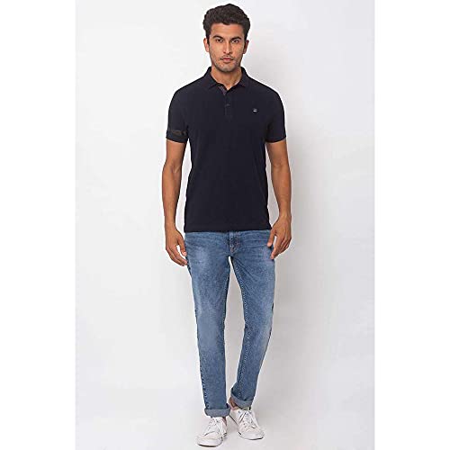 Image of Spykar Men's Embellished Slim Fit Polo T-Shirt