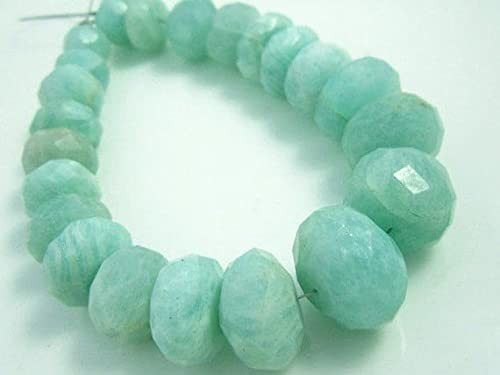 Amazonite en perles rondelles facettées 8-14mm pour création de bijoux de lithothérapie