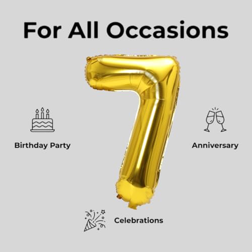 Image of YPSelected 32 Inch Large Foil Helium Number Balloon Birthday Wedding Party 0-9 (Gold, 7)