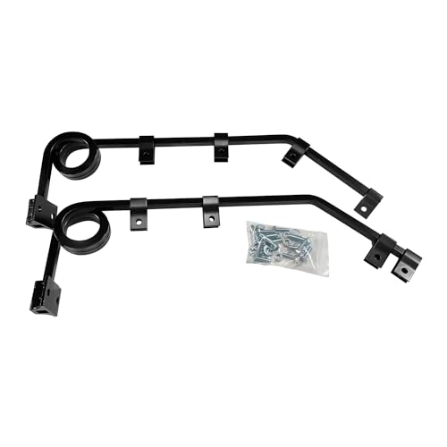 Image of Pair Angled Down Bar Type Mud Flap Hangers Complete Kit 2 Coil, 0.640 inch Square Steel Arm with Reflector Plates and Mounting Hardware for Semi Trucks Trailers