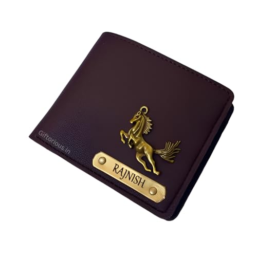 Giftorious Customised Original Leather Wallet for Men with Name, Personalized Purse (Dark Brown).Unique, Stylish Gift for Brother, Husband, Father, Boyfriend, Birthday, Valentine's Day, New Year