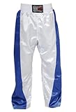 Matière : satin BUDOFIGHT Pantalon de Full-Contact en Satin Bleu & Blanc 190 cm