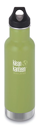 Klean Kanteen Classic Stainless Steel Double Wall Insulated Water Bottle with Loop Cap, 20-Ounce, Bamboo Leaf