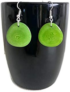 Tagua earrings in green TAG272, tagua nut jewelry, organic earrings in green