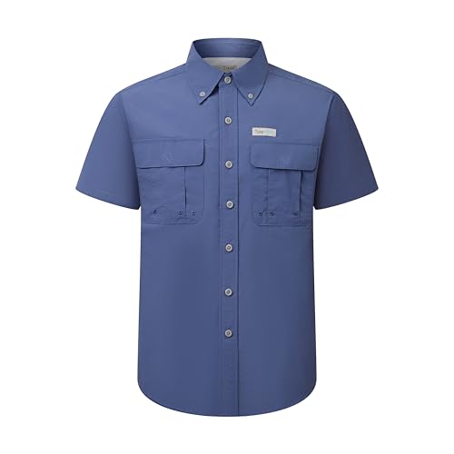 Tuna Men’s Fishing Shirt Short Sleeve UPF 50+ Sun Protection Quick Dry Breathable Lightweight Hiking Shirts(5# XL Navy)