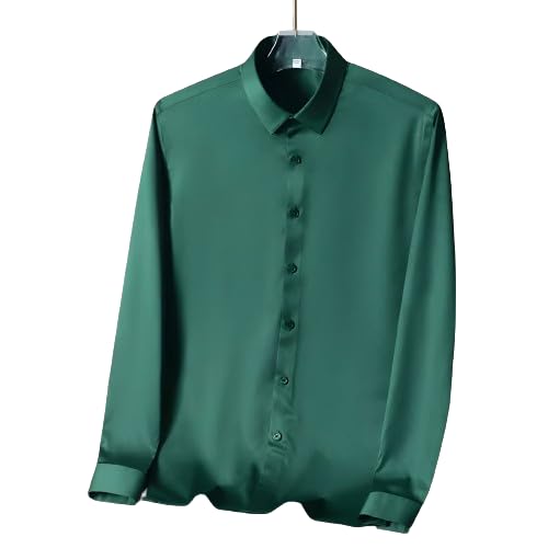 Image of Men's Satin Solid Full Sleeves Regular Fit Shirt