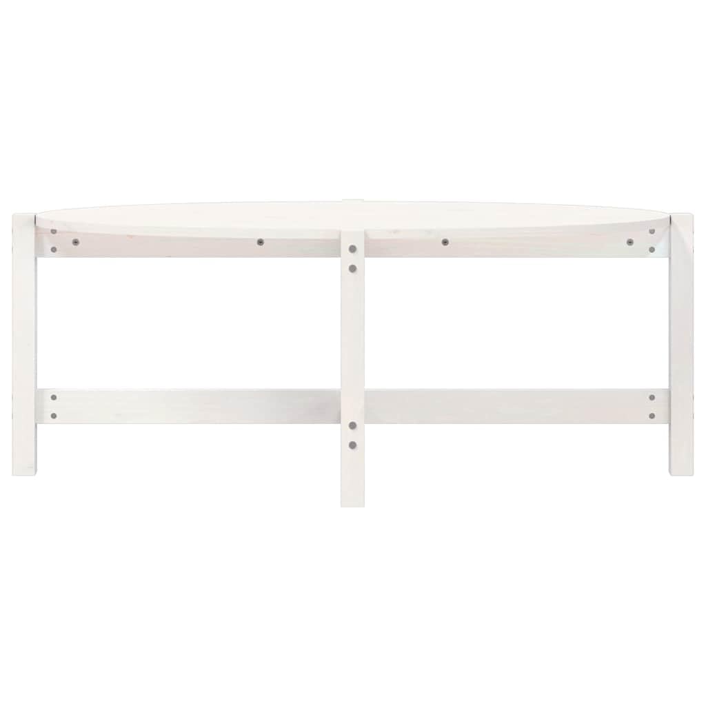 Tavolino da salotto bianco, 118 x 63 x 45 cm, in legno massello di