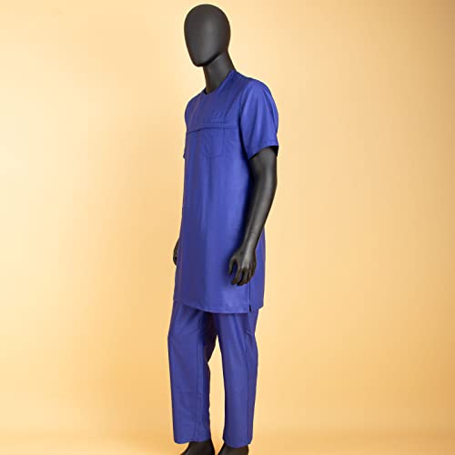 Men`s 2 Piece Fashion Suit African Men Clothing Set Short Sleeve Dashiki Shirt Coat+Ankara Pants4