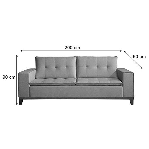 Sofá Tâmisa 3 Lugares Suede Cinza