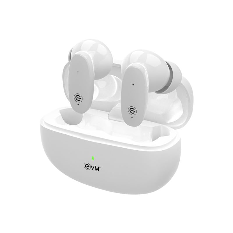 Image of EVM EnBuds Pro TWS - 44 Hours Playtime - True Wireless Earbuds with ENC & Quad Mics - Type C Charging Port - 13mm Speakers, 500 mAh Battery & BT 5.3-1 Year Warranty (EVM-TWS-05-White)