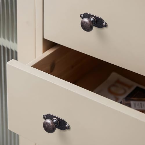 Image of Goo-Ki Antique Oil Rubbed Bronze Zinc Alloy Cabinet Knob with Backplate - Single Hole Center Cabinet Pull Hardware for Bedroom, Kitchen, 2 Pack(8611-G013)