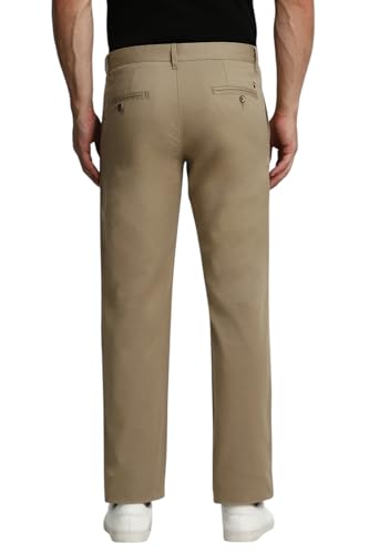 Image of Louis Philippe Men's Slim Fit Solid Cotton Blend Casual Trousers