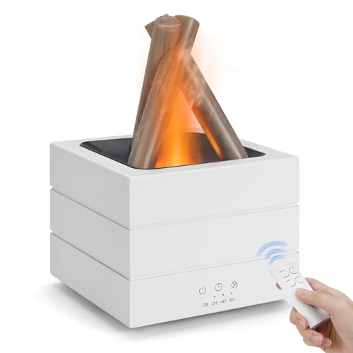 Bonfire Essential Oil Diffuser 280ml Ultrasonic Flickering Flame Aroma Diffuser with 7 Color LED Lights Remote & Timer Humidifier Campfire Diffusers for Bedroom Yoga Home Office Decor Gift