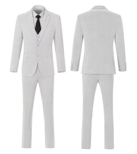 Image of Retro 3 Piece Suit Tweed Herringbone Men's Suits Slim Fit Jacket Vest Pant | Tweed Wool Blend Retro 3 Piece Suit Herringbone Men's Suits Vintage Wedding Groom Tux Set Dress Prom Single Breasted Jacket