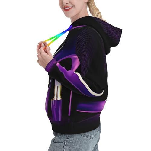 Pull violet ajusté EdWal doté d'une grande poche kangourou confortable à capuche