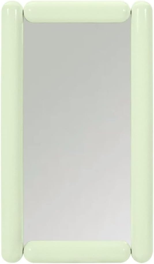 Pemberly Row Contemporary Tubular Metal Frame Wall Mirror, Mint Green Finish, 19.5" W x 39.5" H, Scratch-Resistant High-Gloss, Vertical/Horizontal Hanging, Accent Mirror for Bathroom, Bedroom, or