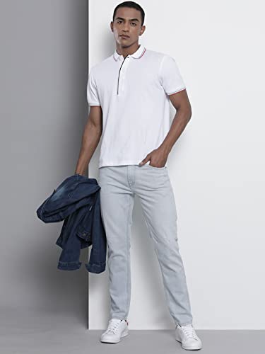 Image of The Indian Garage Co Men Slim Fit Solid Mid-Rise Stretchable Jeans