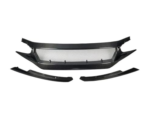 ラジエーターグリルミディアムネ ット 用 シビック 10代目 FK7 FK8 FC JS N1スタイル 2016-2021 車用フロントレーシンググリル アッパーバンパーフード メッシュグリッドアクセサリー UWXYZABCD(Real carbon fi