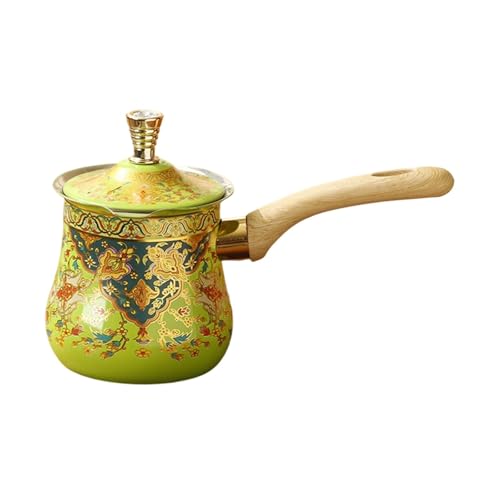 Qianly Cafetera Turca de Acero Inoxidable con Asa Resistente Al para Preparar Café Leche Sopa Y Chocolate Adecuada para Uso en Casa Oficina Restaurante, Verde, 720 Ml